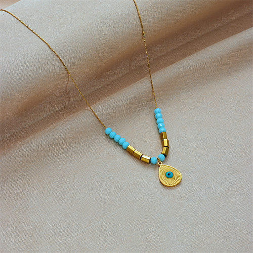 Ethnic Style Water Droplets Eye Stainless Steel Plating Pendant Necklace 1 Piece