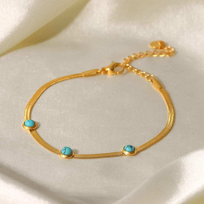 Fashion Geometric Stainless Steel Bracelets Gold Plated Turquoise Stainless Steel Bracelets