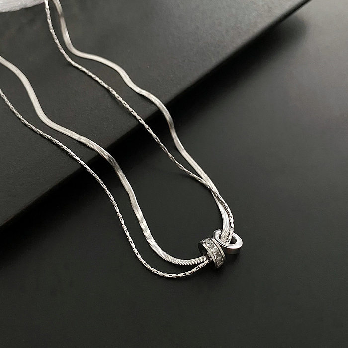 Internet Celebrity 2023 Beliebte Nische Edelstahl Schlüsselbeinkette Vollzirkonium Halskette Weibliches Temperament Leichter Luxus Fortschrittlicher Sinn für Design Ornament