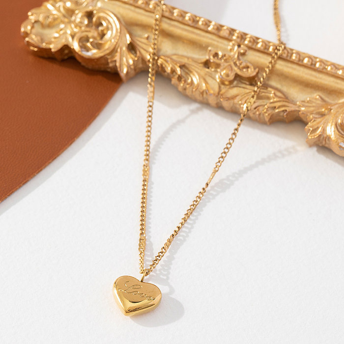Elegant Cute Sweet Heart Shape Stainless Steel Pendant Necklace