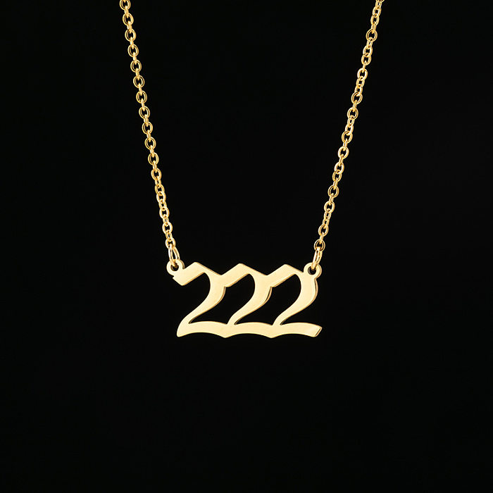 Collier en acier inoxydable avec numéro Hip-Hop, plaqué, colliers en acier inoxydable