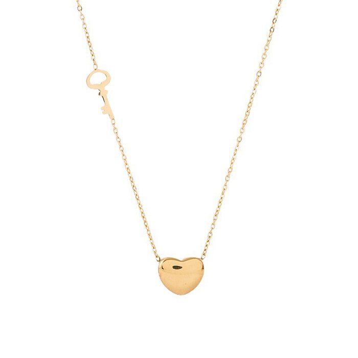 Collier de placage en acier inoxydable en forme de coeur de lettre de style simple 1 pièce