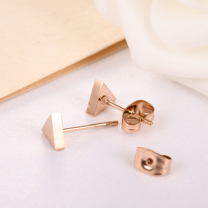 1 Pair Simple Style Triangle Plating Stainless Steel  Rose Gold Plated Ear Studs