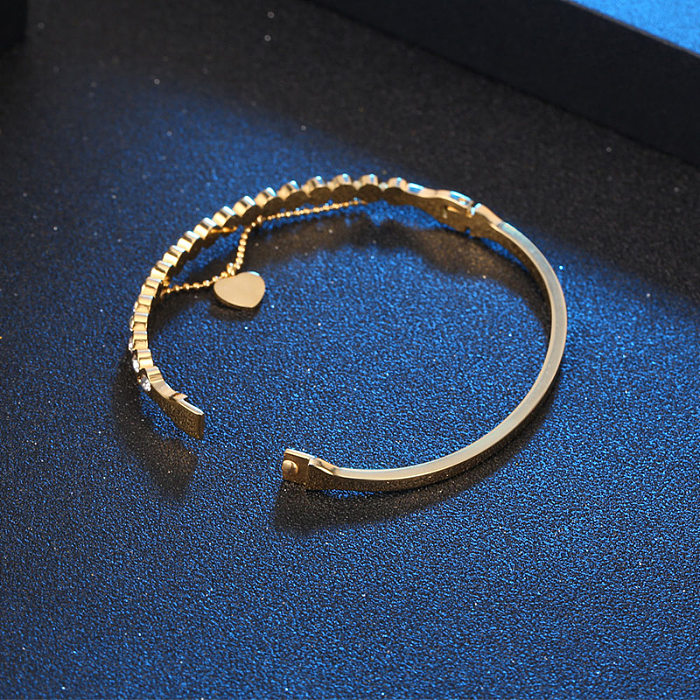 Bracelet en diamant artificiel avec incrustation d'acier et de titane en forme de cœur, 1 pièce