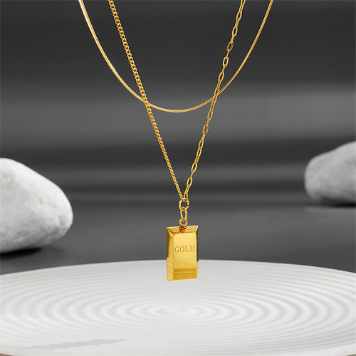 Classic Style Rectangle Stainless Steel Plating Layered Necklaces