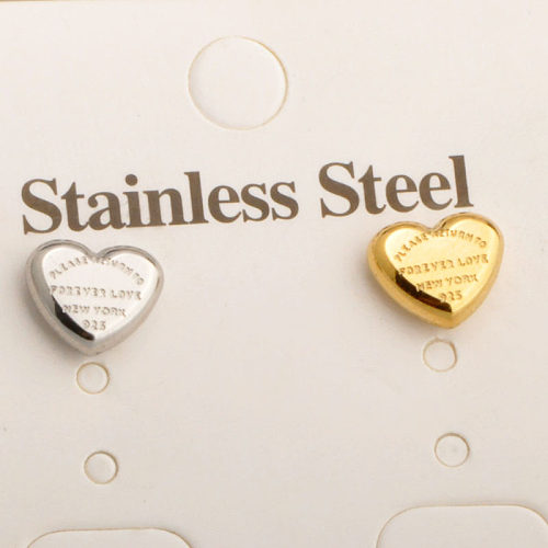 1 Pair Retro Heart Shape Stainless Steel Ear Studs