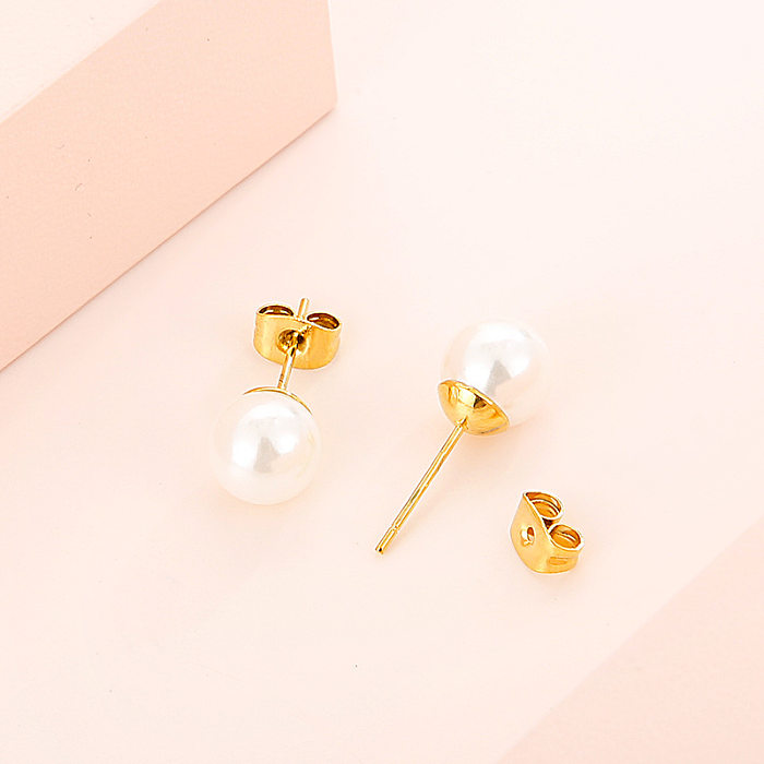 Boucles d'oreilles en perles simples en acier inoxydable, vente en gros de bijoux