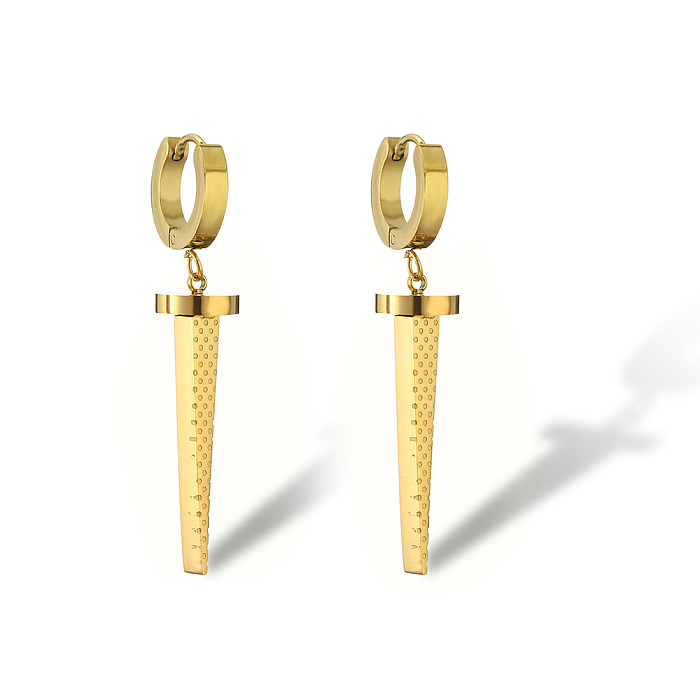 1 paire de boucles d'oreilles pendantes en acier inoxydable plaqué or 18 carats, Style Simple, feuille de trajet