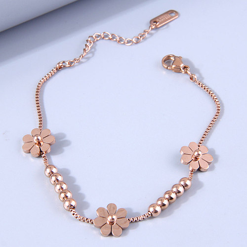 Fashion Flower Titanium Steel Patchwork Bracelets 1 Piece