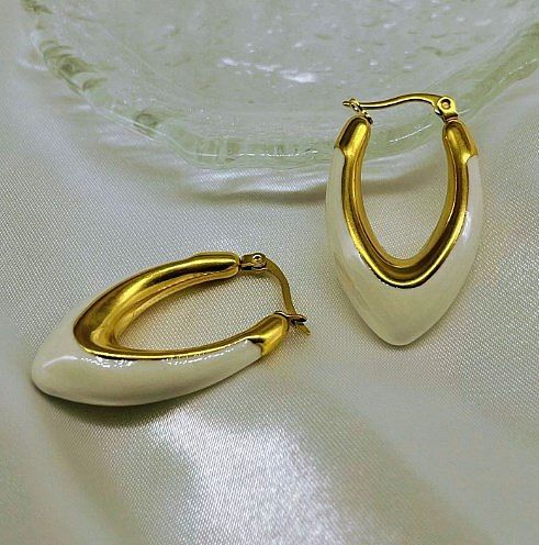 1 Paar Retro-Ohrringe aus Edelstahl mit geometrischer Beschichtung