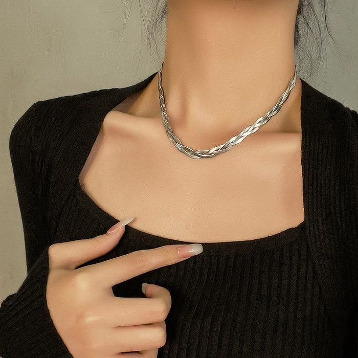 Simple Style Twist Stainless Steel Plating Braid Necklace 1 Piece