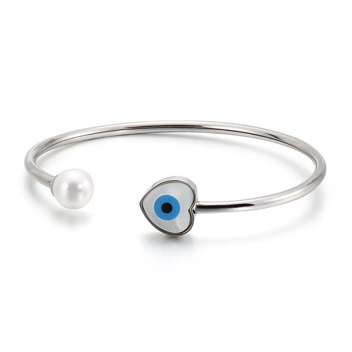 Nouveau Bracelet Simple en acier inoxydable avec perles en forme d'oeil du diable, vente en gros de bijoux