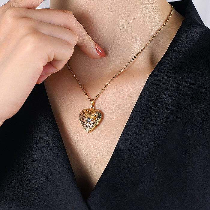 Herzförmige Kristall-weibliche Paar-Schmuck-Edelstahl-Halskette