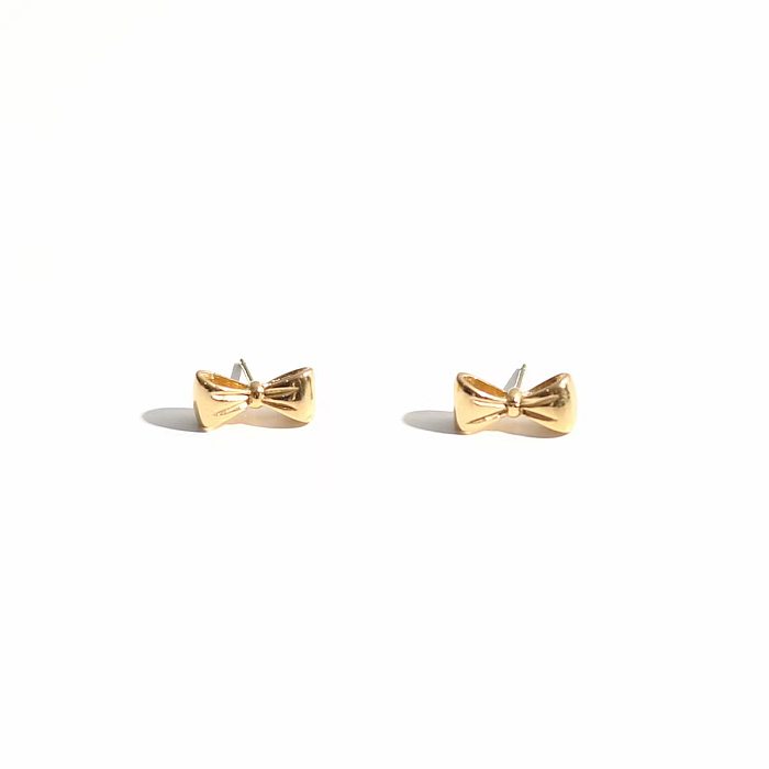 1 Pair Simple Style Bow Knot Plating Stainless Steel 18K Gold Plated Ear Studs