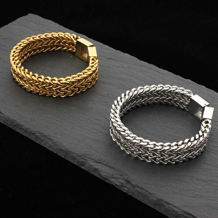 Bracelets géométriques en acier titane hip-hop