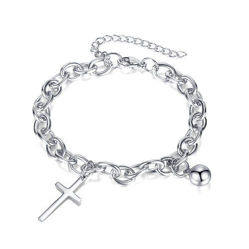 Simple Style Cross Stainless Steel Bracelets Chain No Inlaid Stainless Steel Bracelets