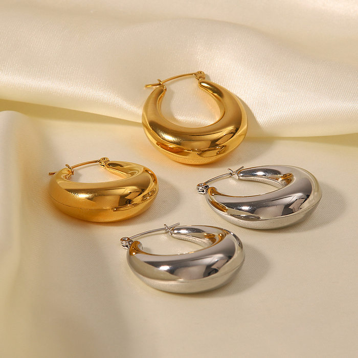 1 Pair Casual Simple Style Round Plating Stainless Steel  18K Gold Plated Earrings