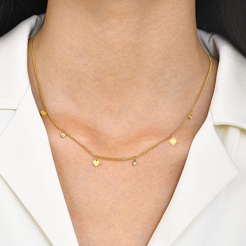 Collar chapado en oro geométrico de acero inoxidable de estilo simple básico a granel