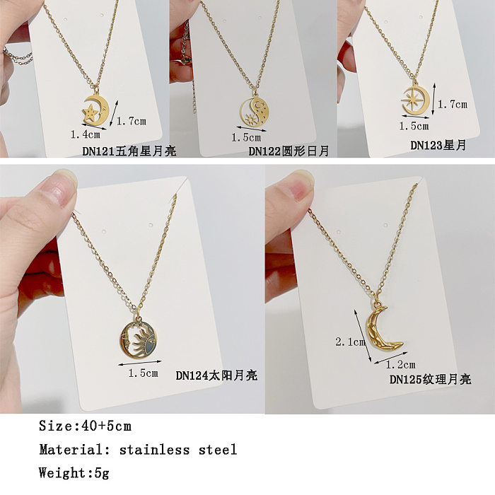 Fashion Star Moon Stainless Steel Plating Pendant Necklace 1 Piece