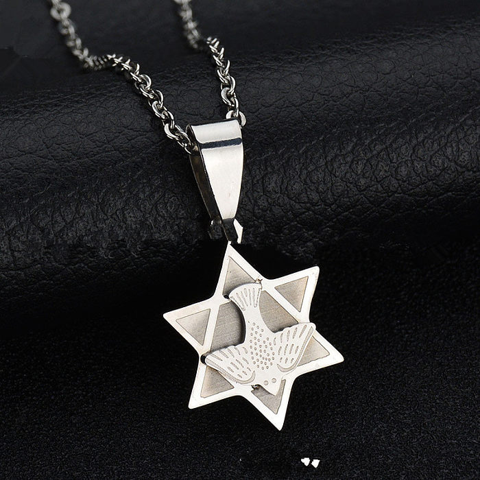 Titanium&Stainless Steel  Korea Geometric Necklace  (Shell - Owl) NHHF0180-Shell-Owl