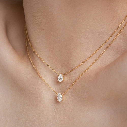 Gotas de água elegantes pingente de aço inoxidável colar diamante strass artificiais colares de aço inoxidável