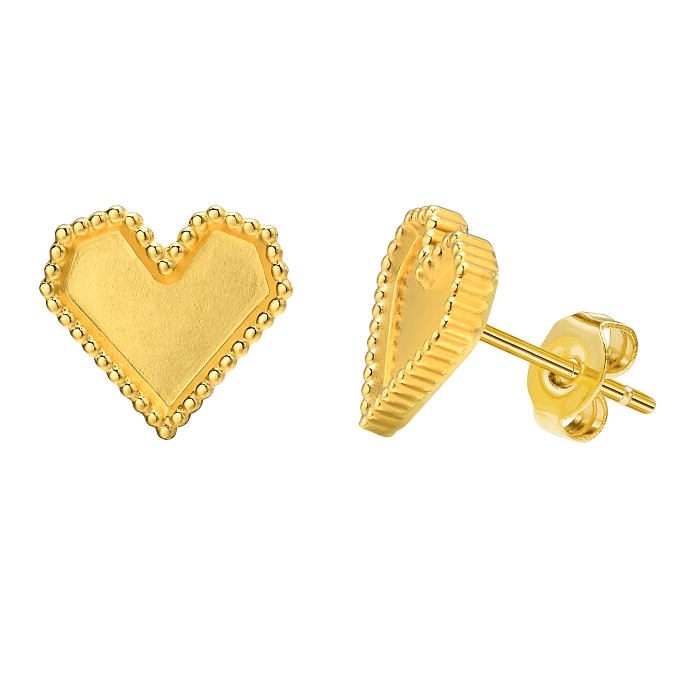 1 Pair Simple Style Commute Heart Shape Stainless Steel  Gold Plated Ear Studs