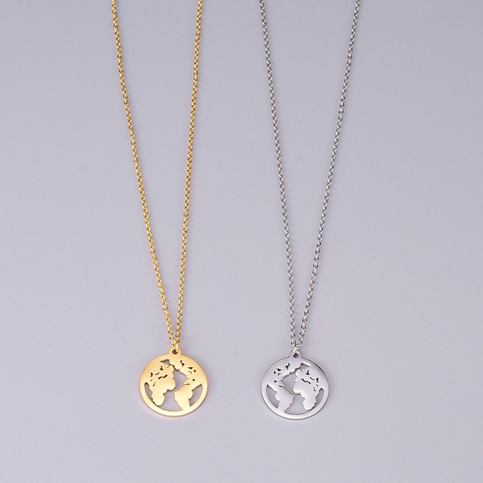 1 Piece Fashion Map Stainless Steel Pendant Necklace