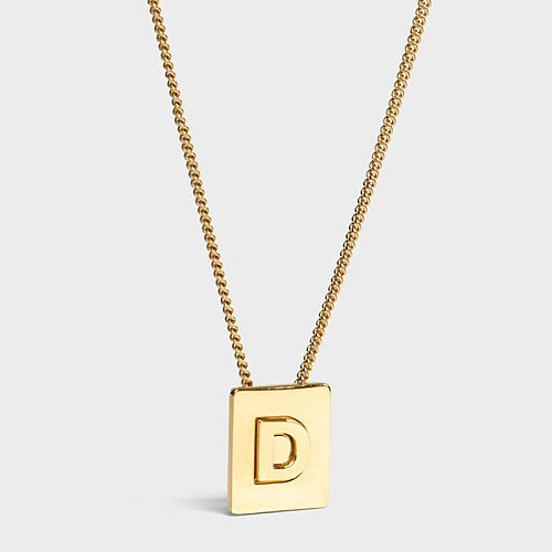 Fashion Letter Square Stainless Steel  Pendant Necklace Gold Plated Stainless Steel  Necklaces