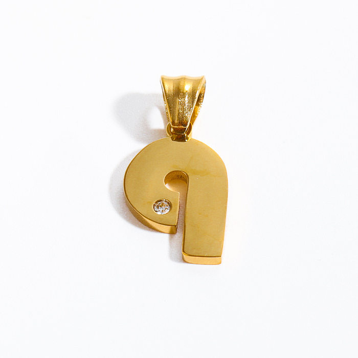 Estilo simples estilo clássico carta aço inoxidável chapeamento inlay zircão 18k banhado a ouro colar pingente