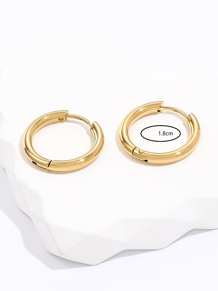 Creative Simple Stainless Steel  Electroplated 18K Golden Circle Earrings