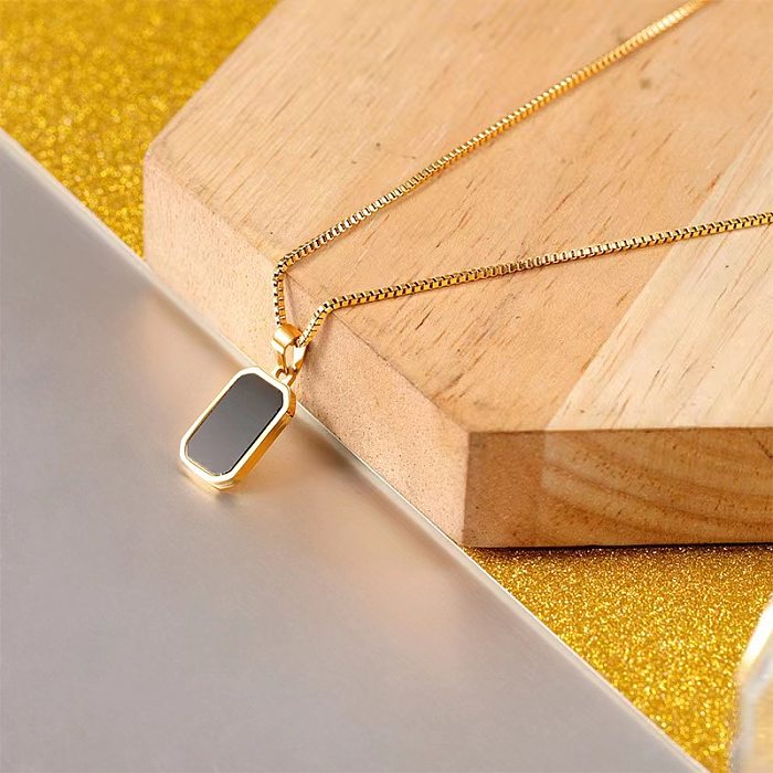 Simple Style Letter Stainless Steel  Enamel Plating Pendant Necklace
