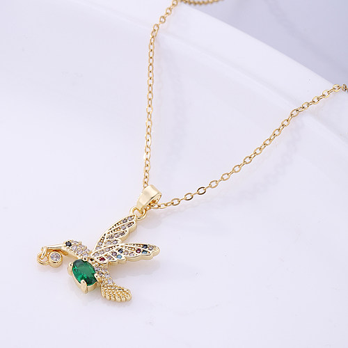 Korean Style Bird Stainless Steel  Plating Inlay Zircon 18K Gold Plated Necklace