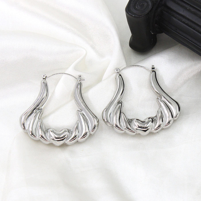 1 Pair Vintage Style Geometric Solid Color Irregular Plating Stainless Steel  Hoop Earrings