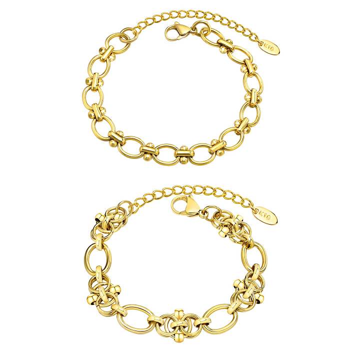 Simple Style Circle Solid Color Stainless Steel Plating Bracelets