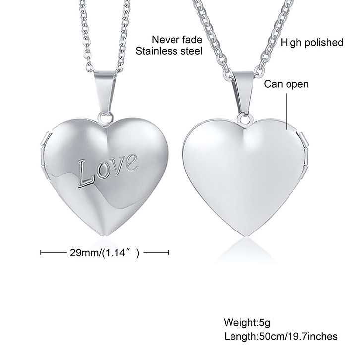 Fashion Letter Heart Shape Stainless Steel  Plating Pendant Necklace 1 Piece