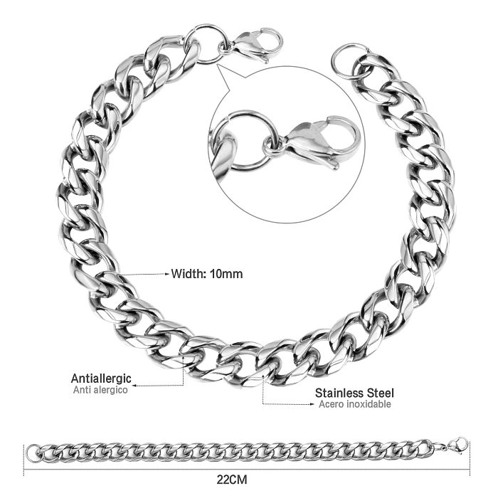 Bracelets en métal en acier inoxydable de couleur unie Streetwear