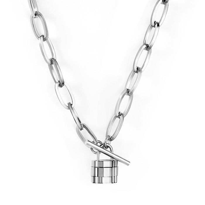 Streetwear-Halskette mit Herzform-Schloss-Anhänger aus Edelstahl