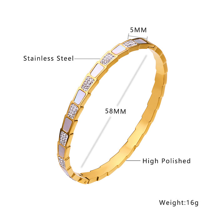 Bracelet en zircon avec incrustation de placage en acier inoxydable de couleur unie de style classique