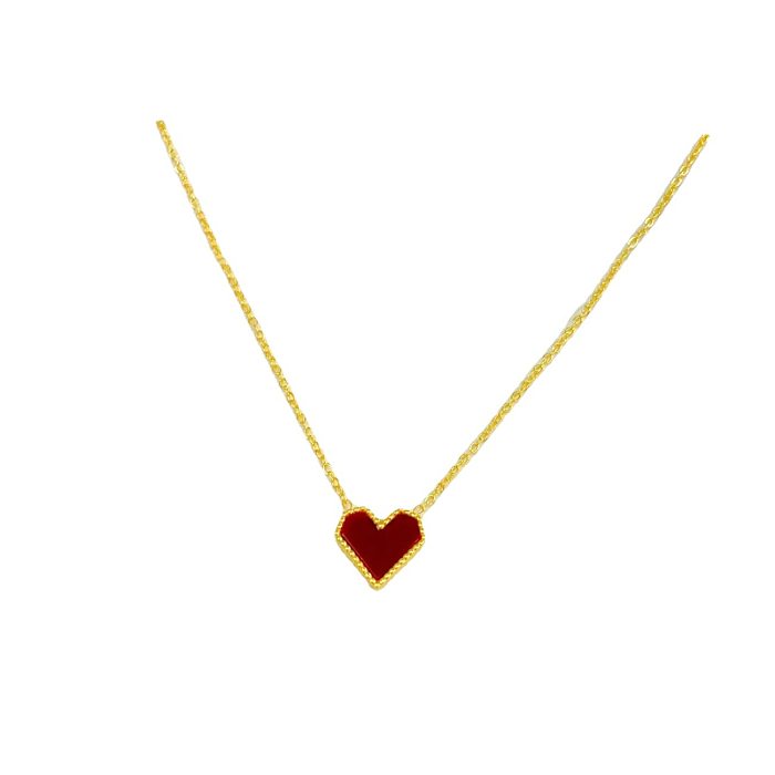 Fashion Heart Shape Stainless Steel Plating Acrylic Pendant Necklace