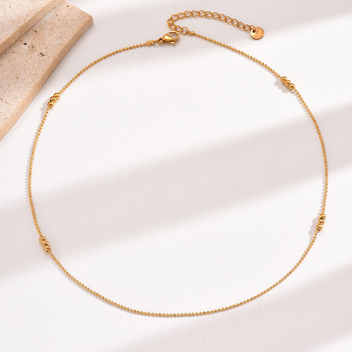 Simple Style Solid Color Stainless Steel  Plating 14K Gold Plated Necklace