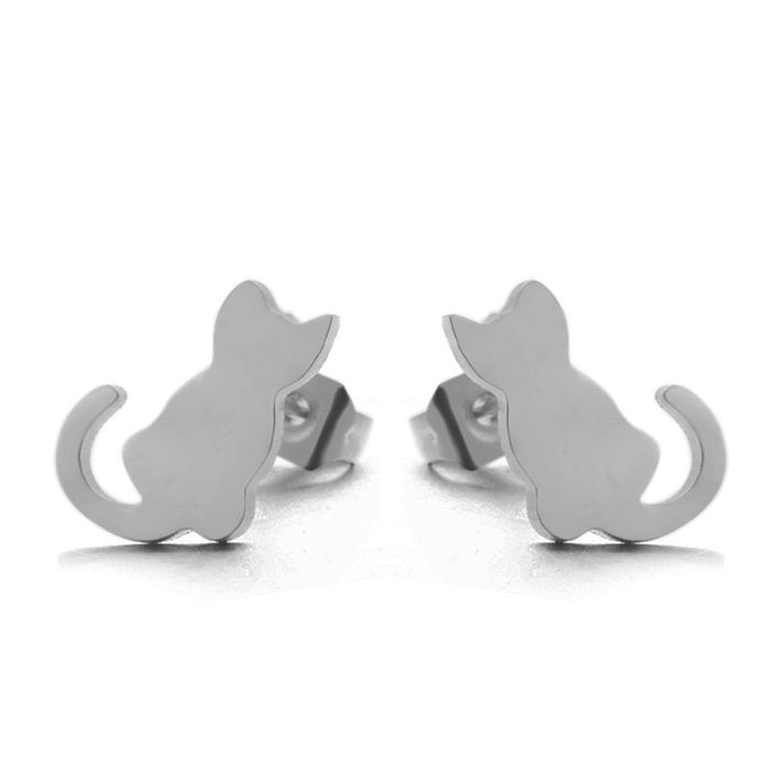 Simple Animal Kitten Alloy Earrings Wholesale