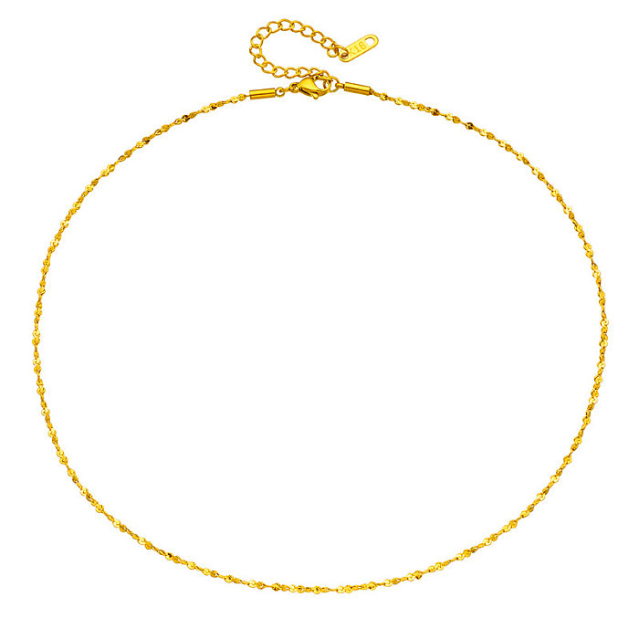 Wholesale Simple Style Solid Color Stainless Steel 18K Gold Plated Necklace