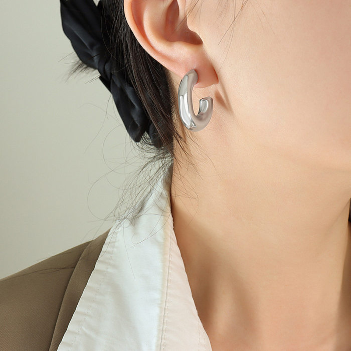 Simple Style U Shape Stainless Steel Plating Earrings 1 Pair