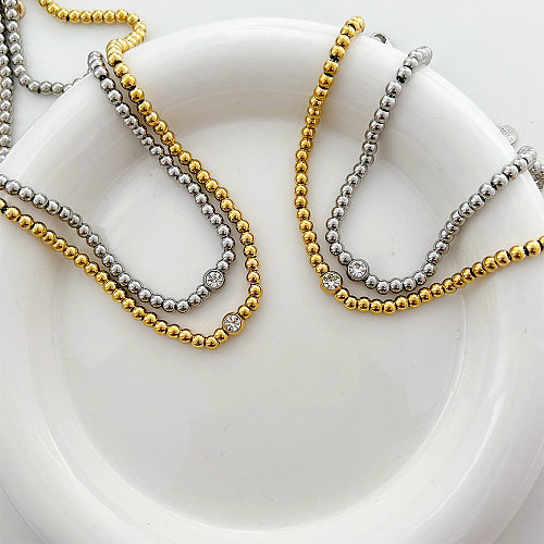 Collier en acier inoxydable de couleur unie pour femmes, Style Simple, plaqué, colliers en acier inoxydable