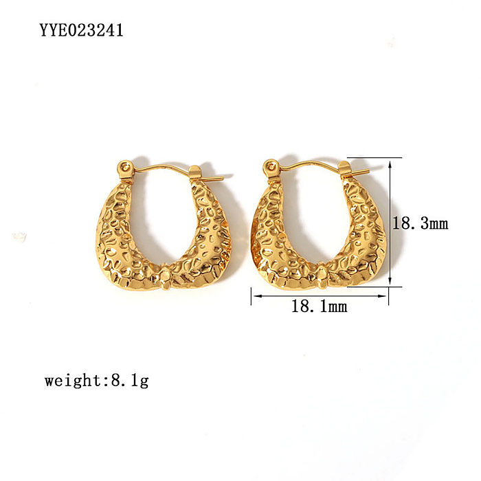 1 par de brincos banhados a ouro 18K estilo retrô moderno geométrico chapeado em aço inoxidável