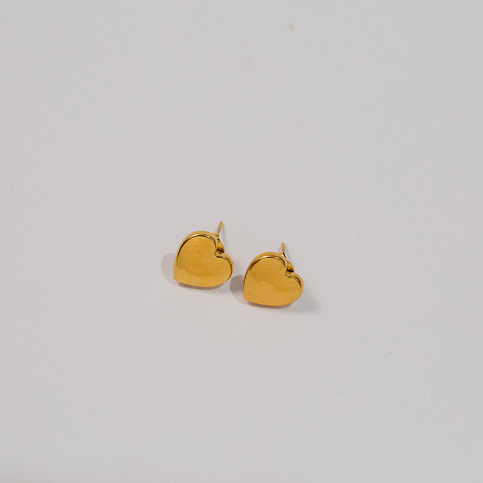 1 Pair Vintage Style Simple Style Heart Shape Plating Stainless Steel  18K Gold Plated Ear Studs