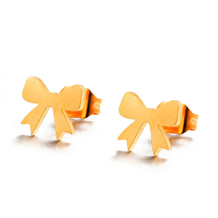 Simple Gold Silver Bow Alloy Earrings Wholesale