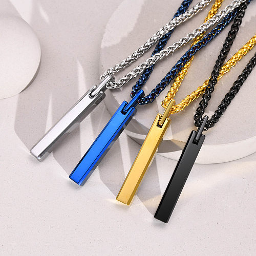 Simple Style Solid Color Tungsten Steel Pendant Necklace Plating Stainless Steel  Necklaces