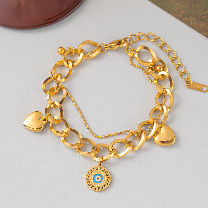 Bracelets de placage en acier titane en forme de coeur géométrique décontracté Streetwear
