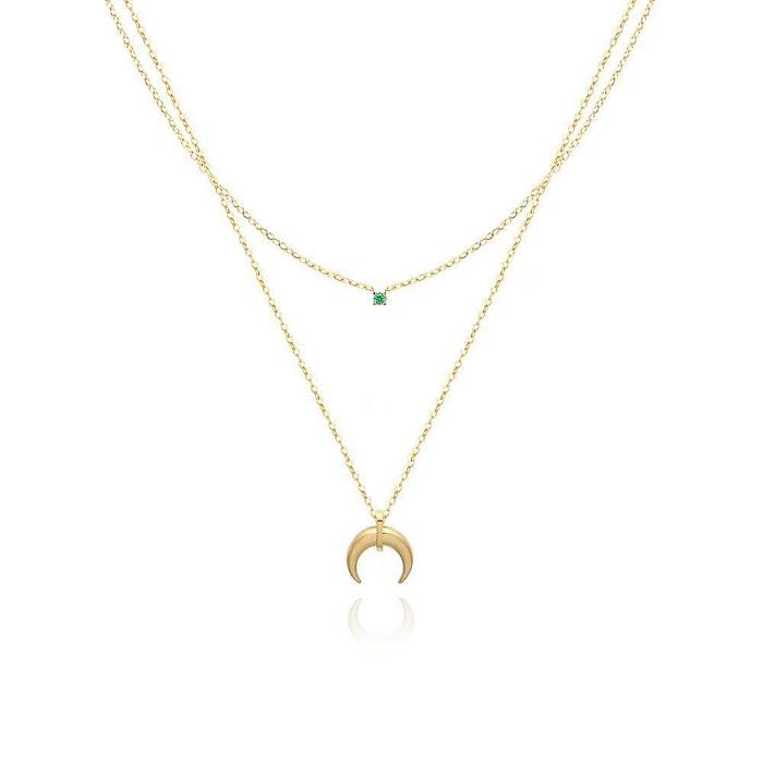 Simple Style Moon Stainless Steel 18K Gold Plated Layered Necklaces